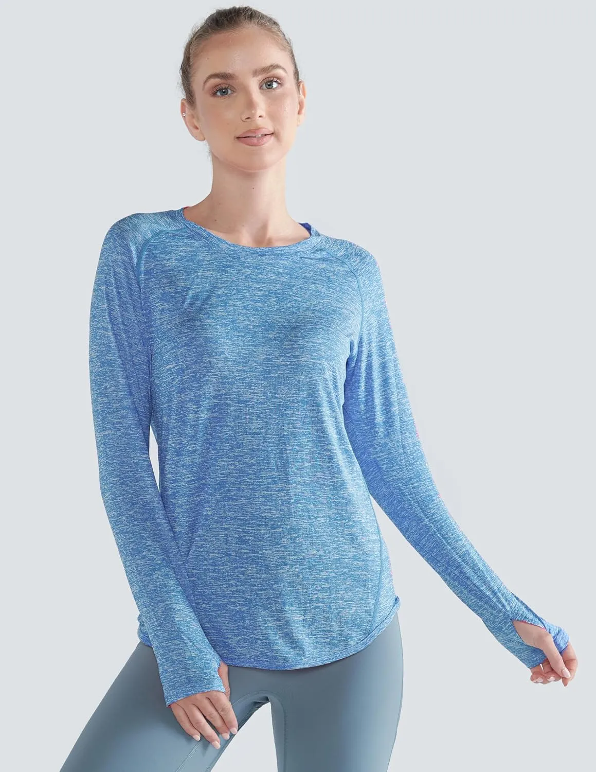 4-Pack: Womens Long Sleeve Athletic Tops with Thumb Holes  Dry Fit Active Crewneck Workout Tees