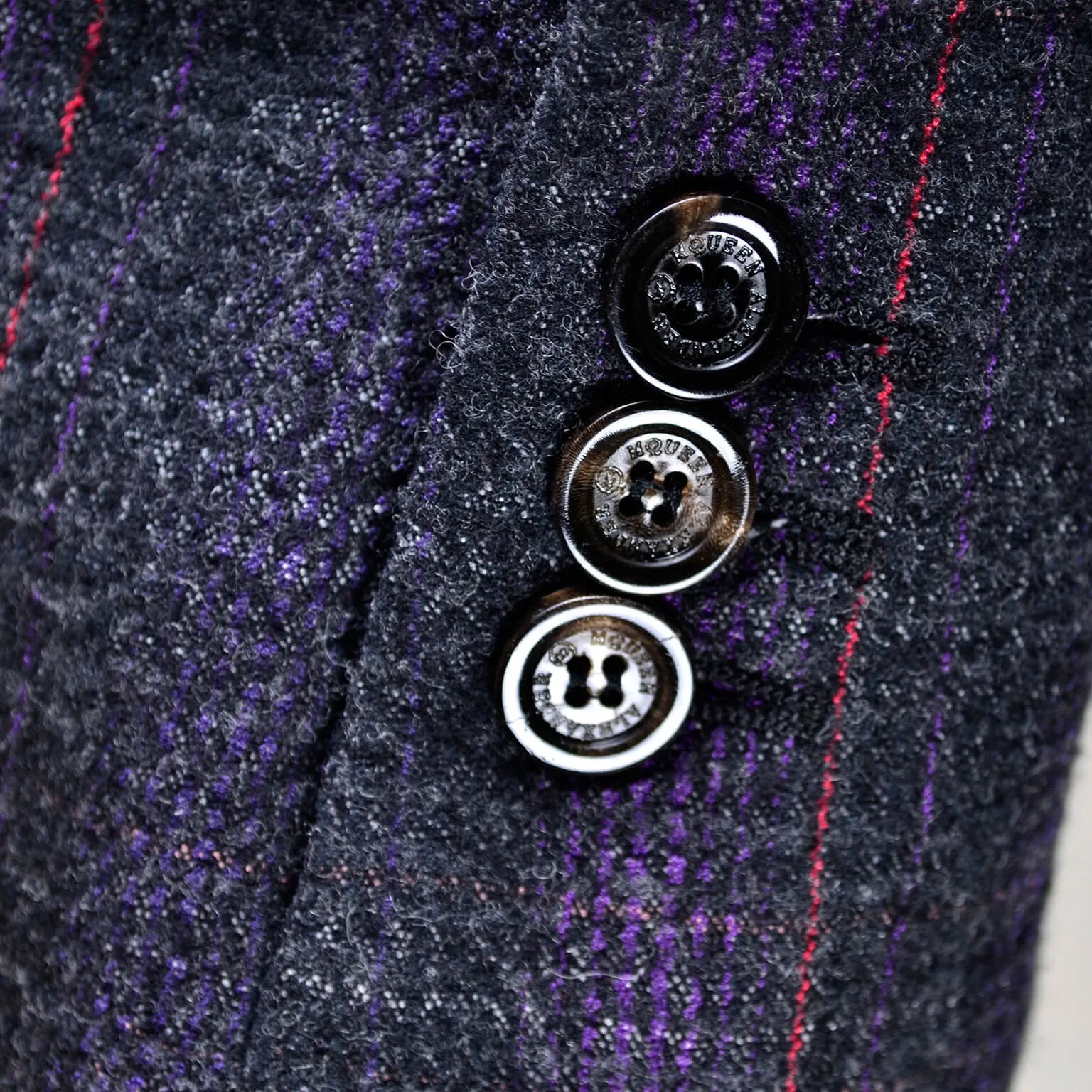 Alexander McQueen Purple Charcoal Gray Plaid Wool Blazer Jacket