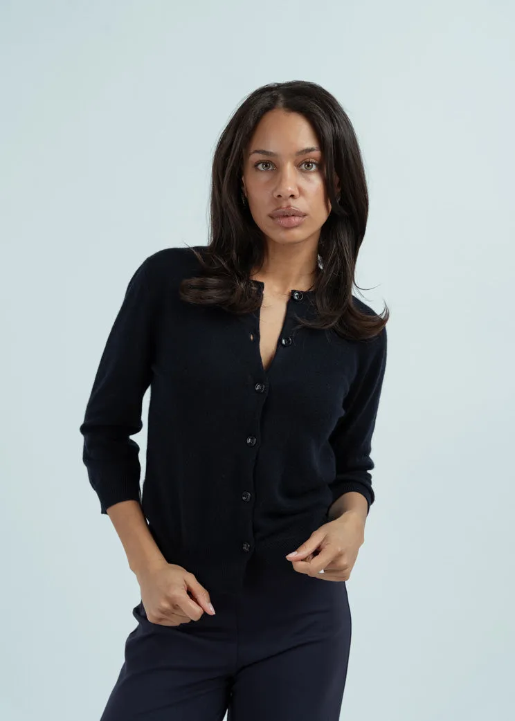 Allude Deep Night Cashmere Cardigan Sweater