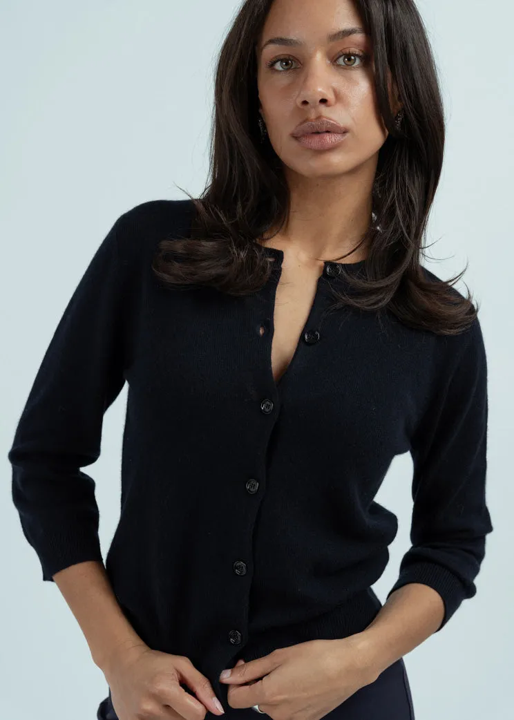 Allude Deep Night Cashmere Cardigan Sweater