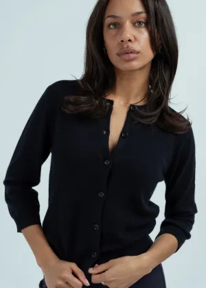 Allude Deep Night Cashmere Cardigan Sweater