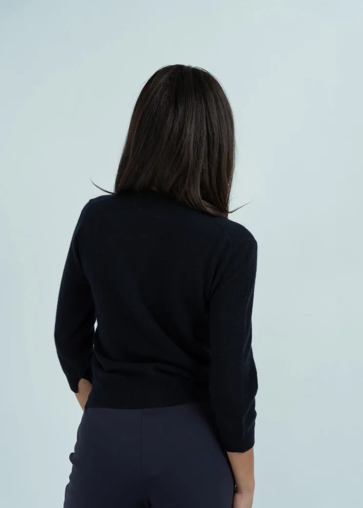 Allude Deep Night Cashmere Cardigan Sweater