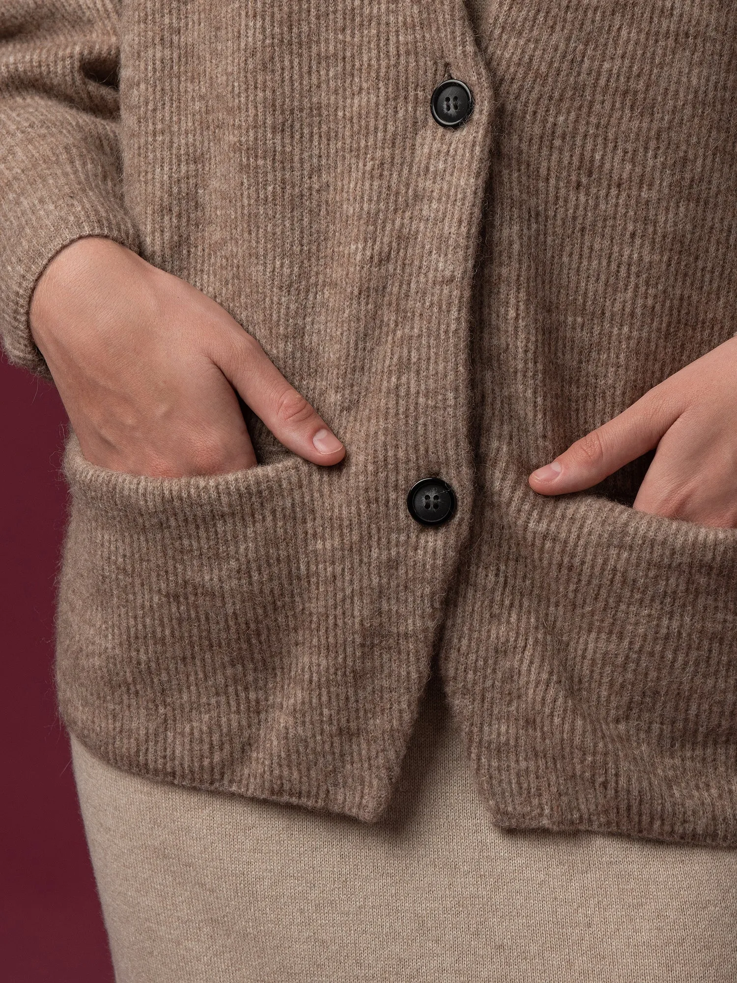 Alpaca Curved Sleeve Cardigan_Beige