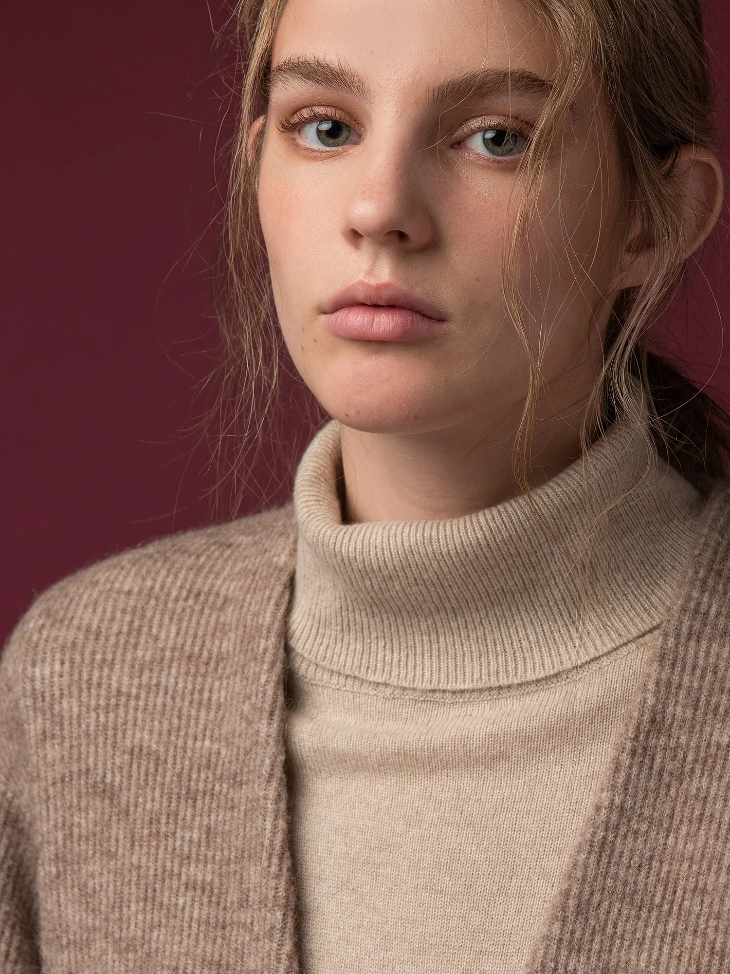 Alpaca Curved Sleeve Cardigan_Beige