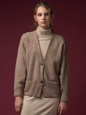 Alpaca Curved Sleeve Cardigan_Beige