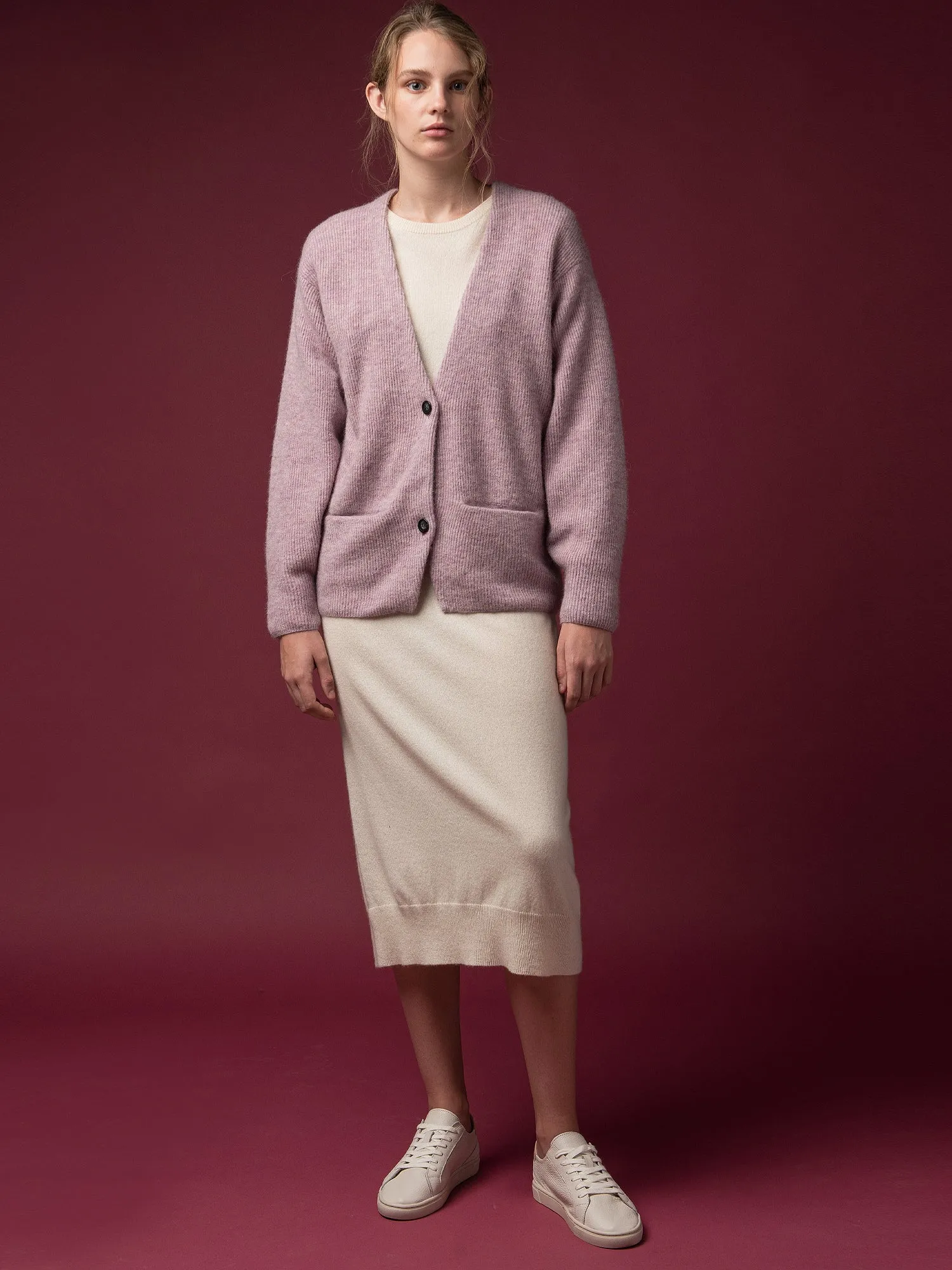 Alpaca Curved Sleeve Cardigan_Light Purple