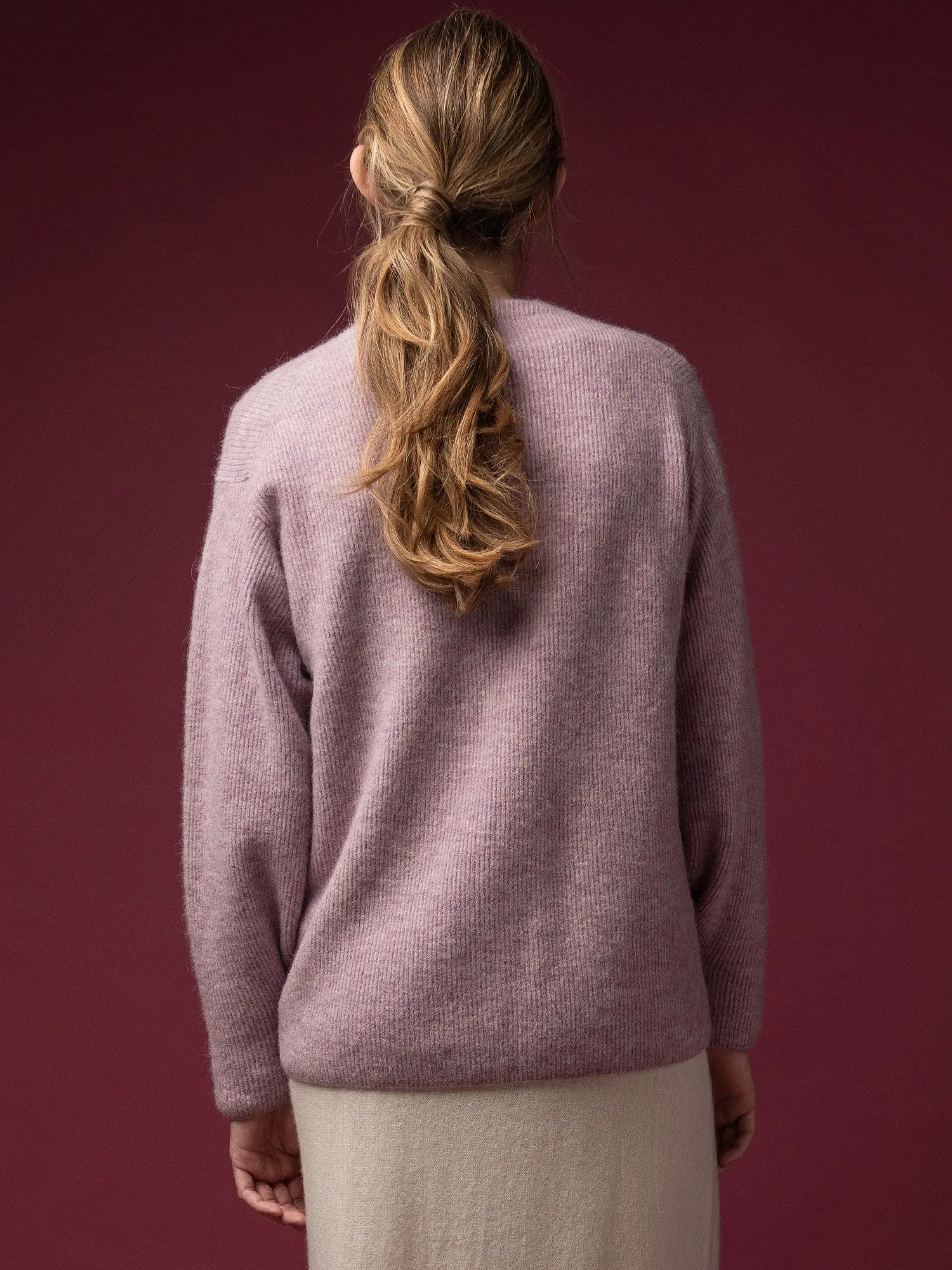 Alpaca Curved Sleeve Cardigan_Light Purple