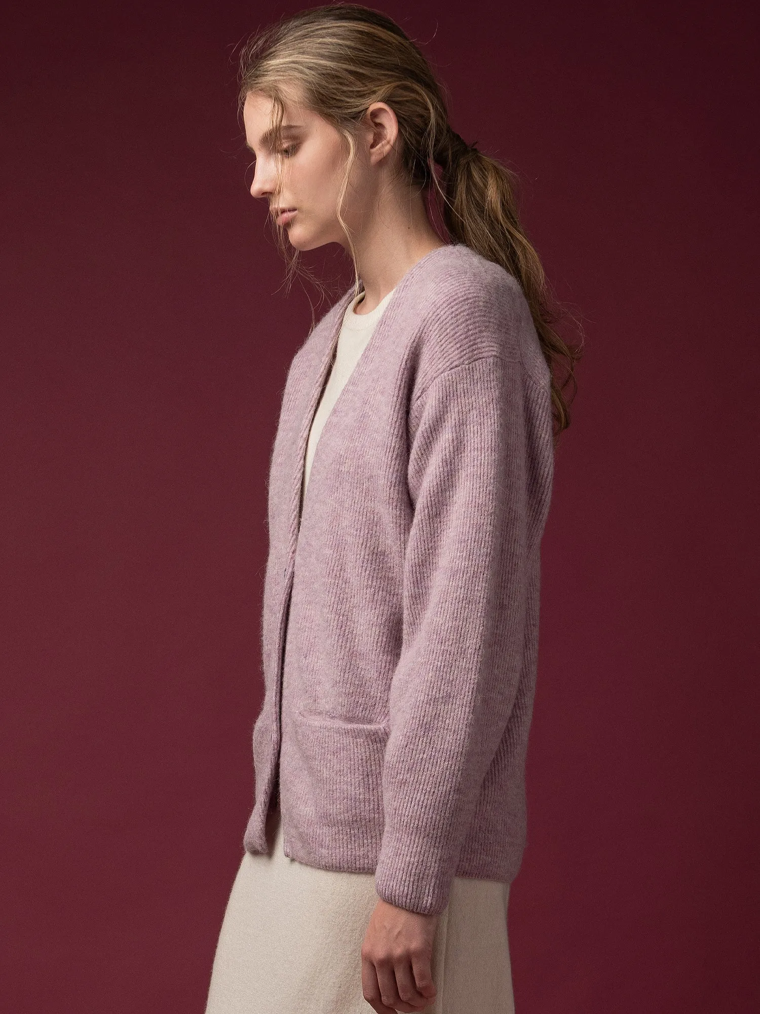Alpaca Curved Sleeve Cardigan_Light Purple