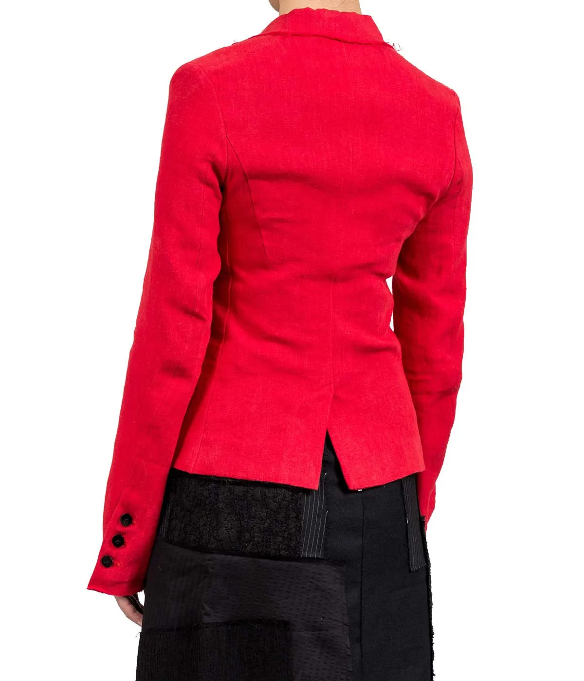 Asymmetric Patch Blazer with Floral Print