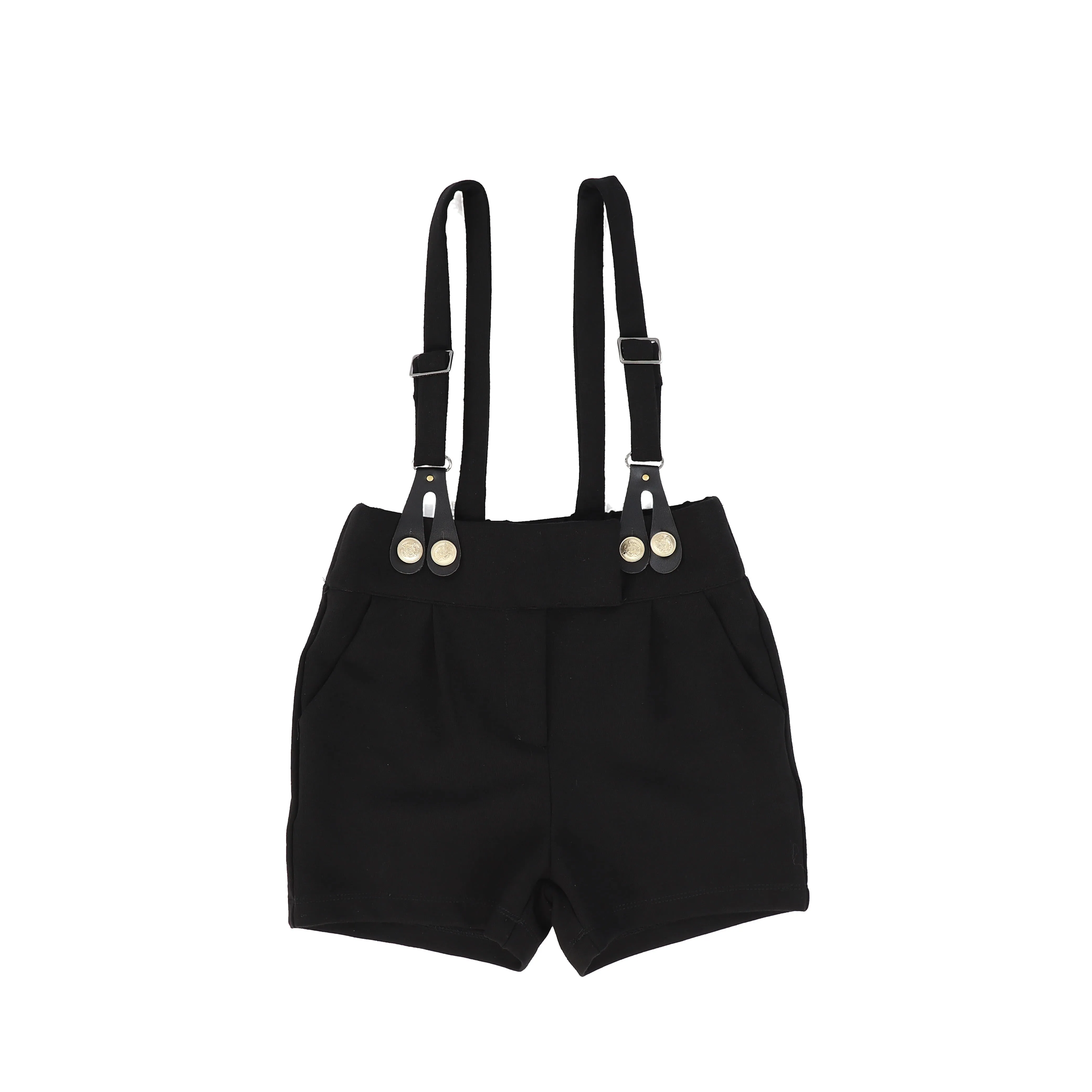 Bace Collection Black Gold Button Detail Shorts