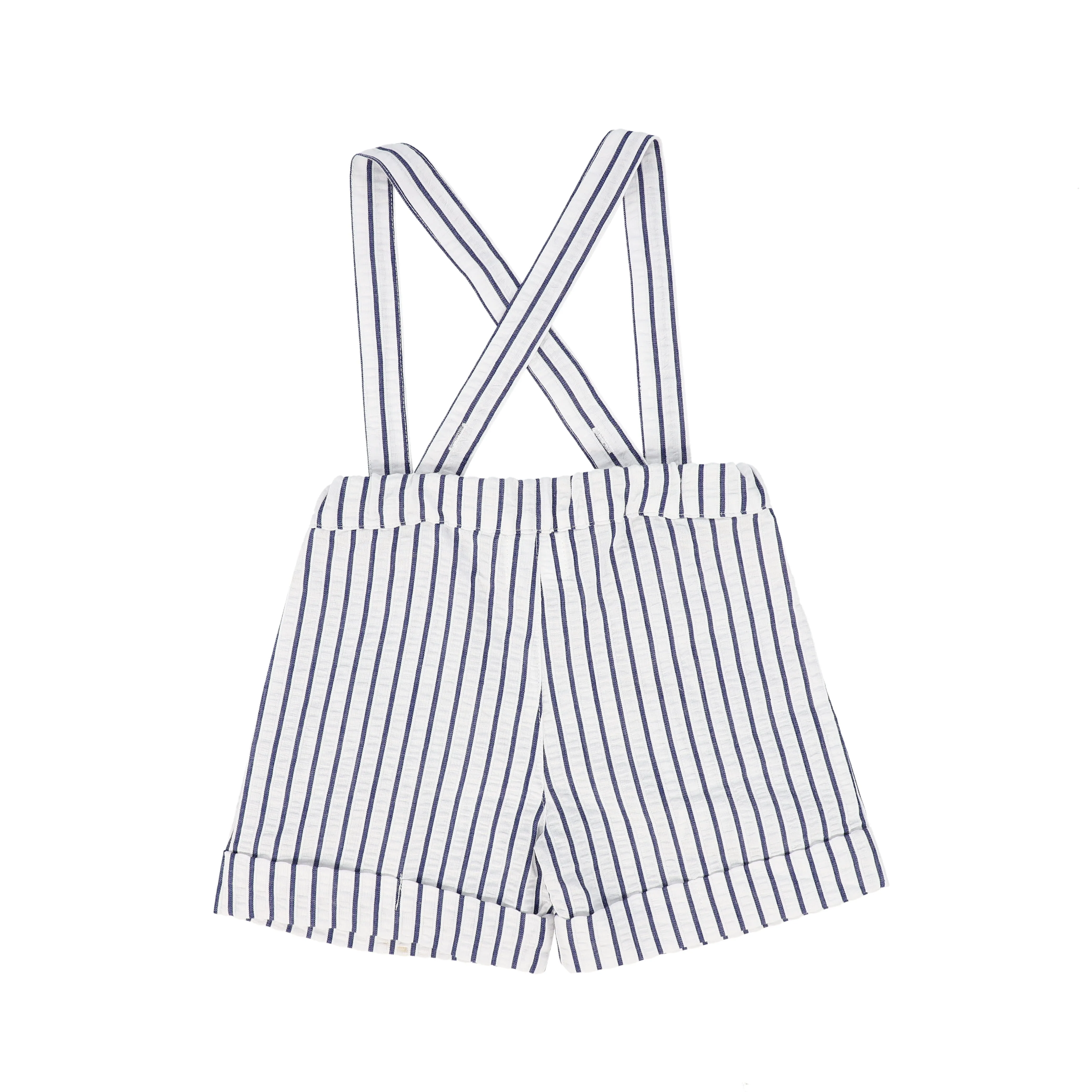 BACE COLLECTION NAVY/WHITE THICK STRIPED SUSPENDER SHORTS [FINAL SALE]