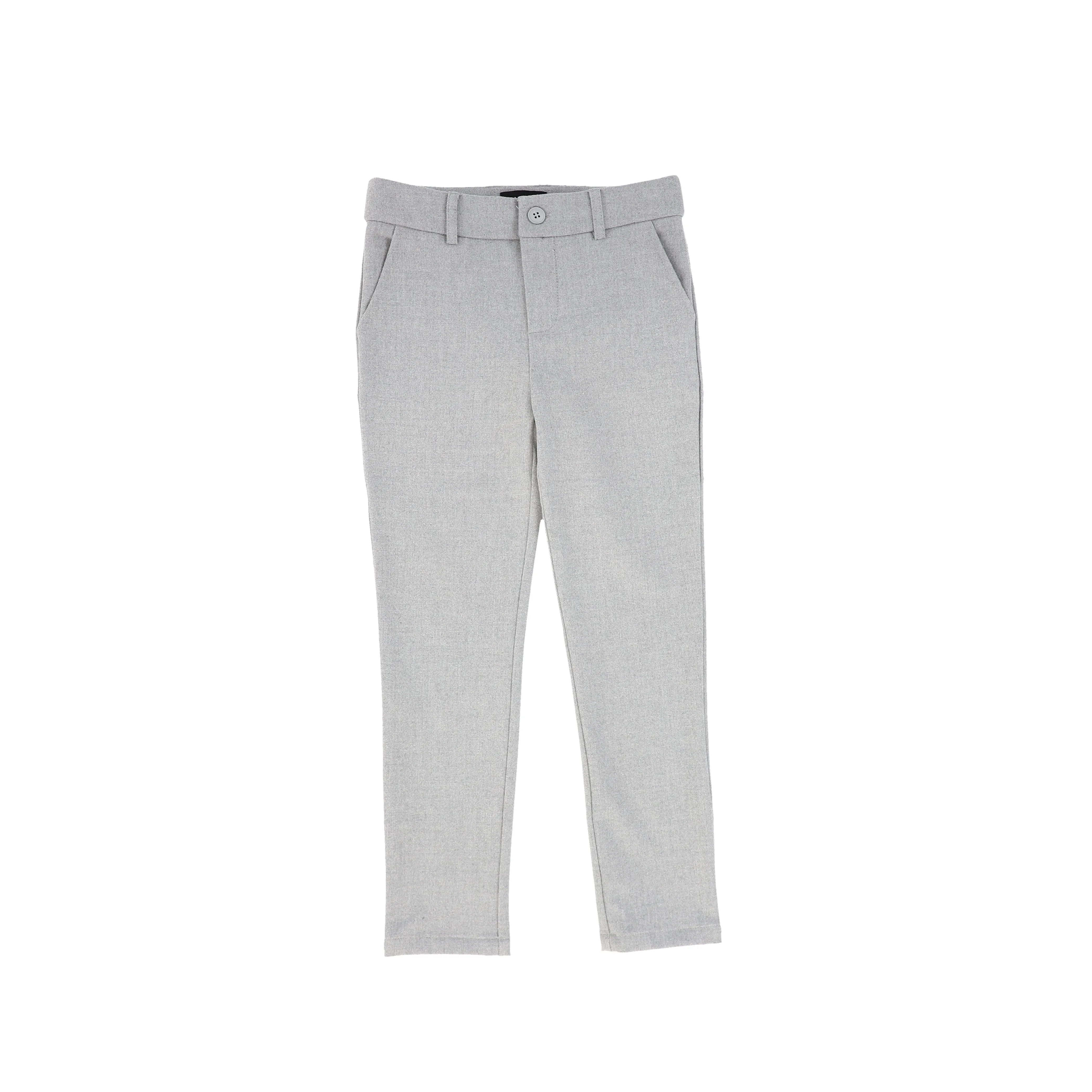 Bamboo Light Grey Wool Slim Pant