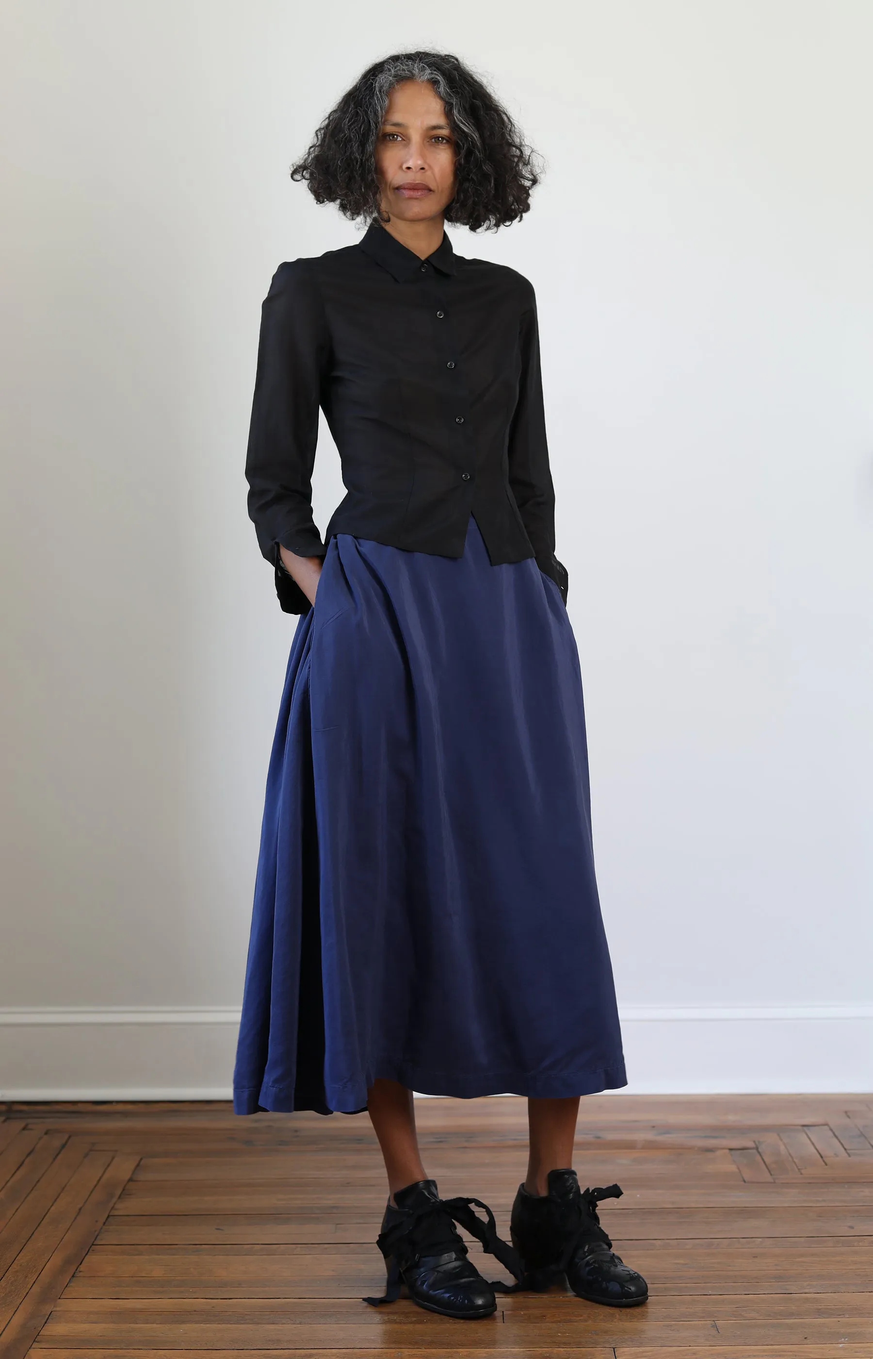 Black Silk Cotton Shirt