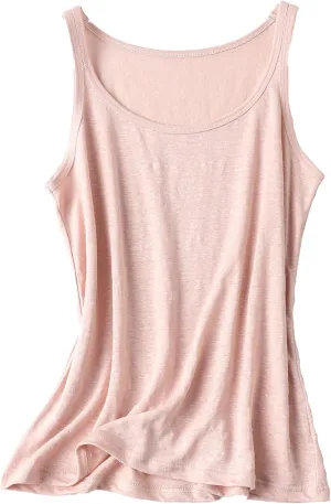 CLC Women's Mulberry Silk Camisole Sleeveless Tank Flax Tops