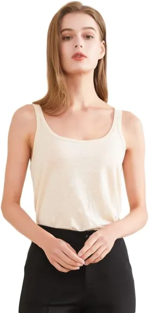 CLC Women's Mulberry Silk Camisole Sleeveless Tank Flax Tops