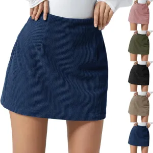 Corduroy Skirt Women Comfy High Waist Mini Pencil Skirt Casual Fall Winter A Line Mini Skirts with Back Zipper
