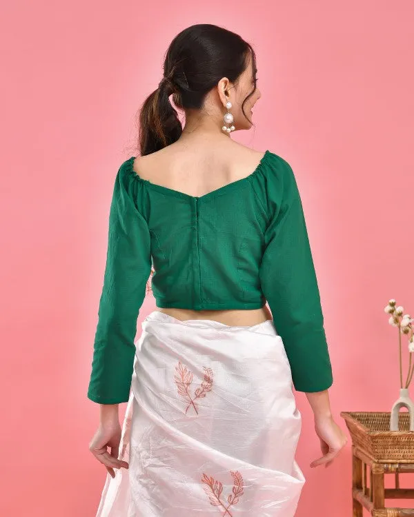 Dark Green Crop Top Blouse