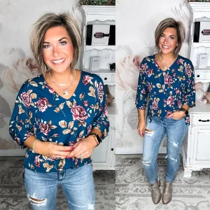 Feeling Hopeful Top - Navy/Mauve