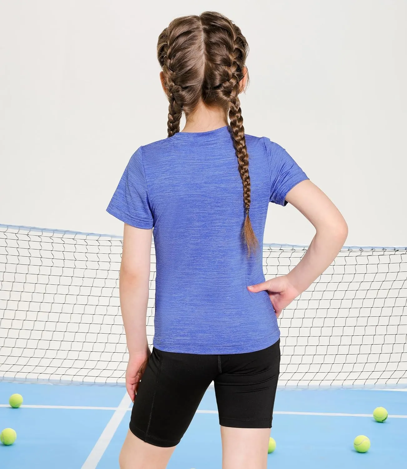 Girls Athletic Shirts Short Sleeve Quick Dry Fit Crew Neck Activewear Summer Tees Tops for Kids Teens 3 Pack