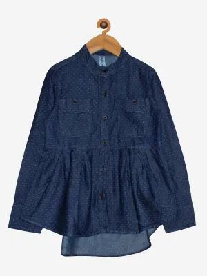Girls Full Sleeve Dobby Top With Pleated Bottom