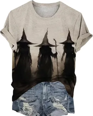 Halloween Sanderson Sisters T Shirt It's Just A Bunch of Hocus Pocus Tees for Women Fall Graphic Shirts Tops