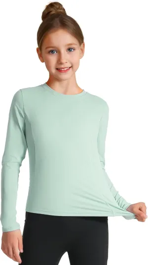 HASMES Girls Long Sleeve Athletic Shirts Active Quick Dry Lightweight Clothes Kids Teens Sports Tees Yoga Basic Tops