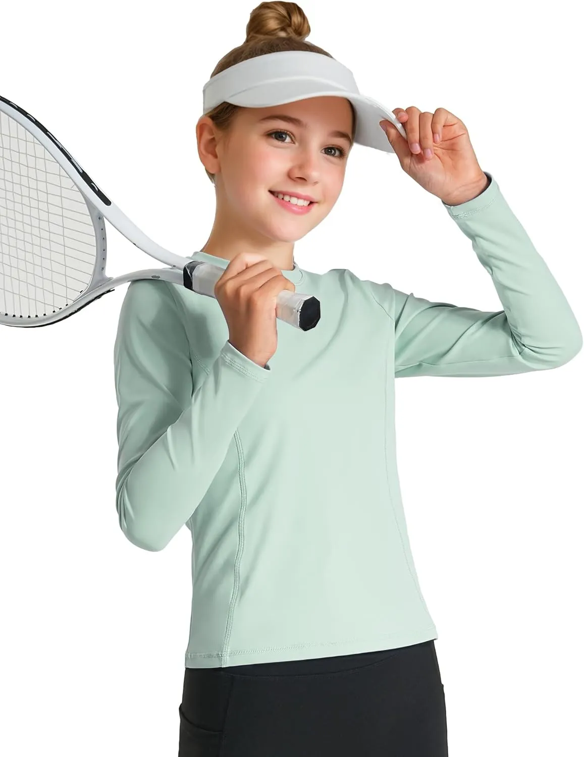 HASMES Girls Long Sleeve Athletic Shirts Active Quick Dry Lightweight Clothes Kids Teens Sports Tees Yoga Basic Tops
