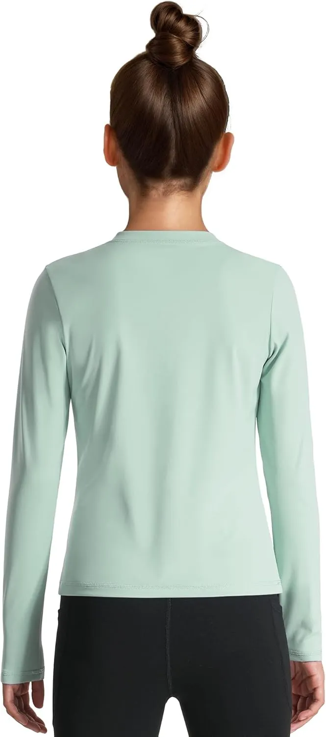 HASMES Girls Long Sleeve Athletic Shirts Active Quick Dry Lightweight Clothes Kids Teens Sports Tees Yoga Basic Tops