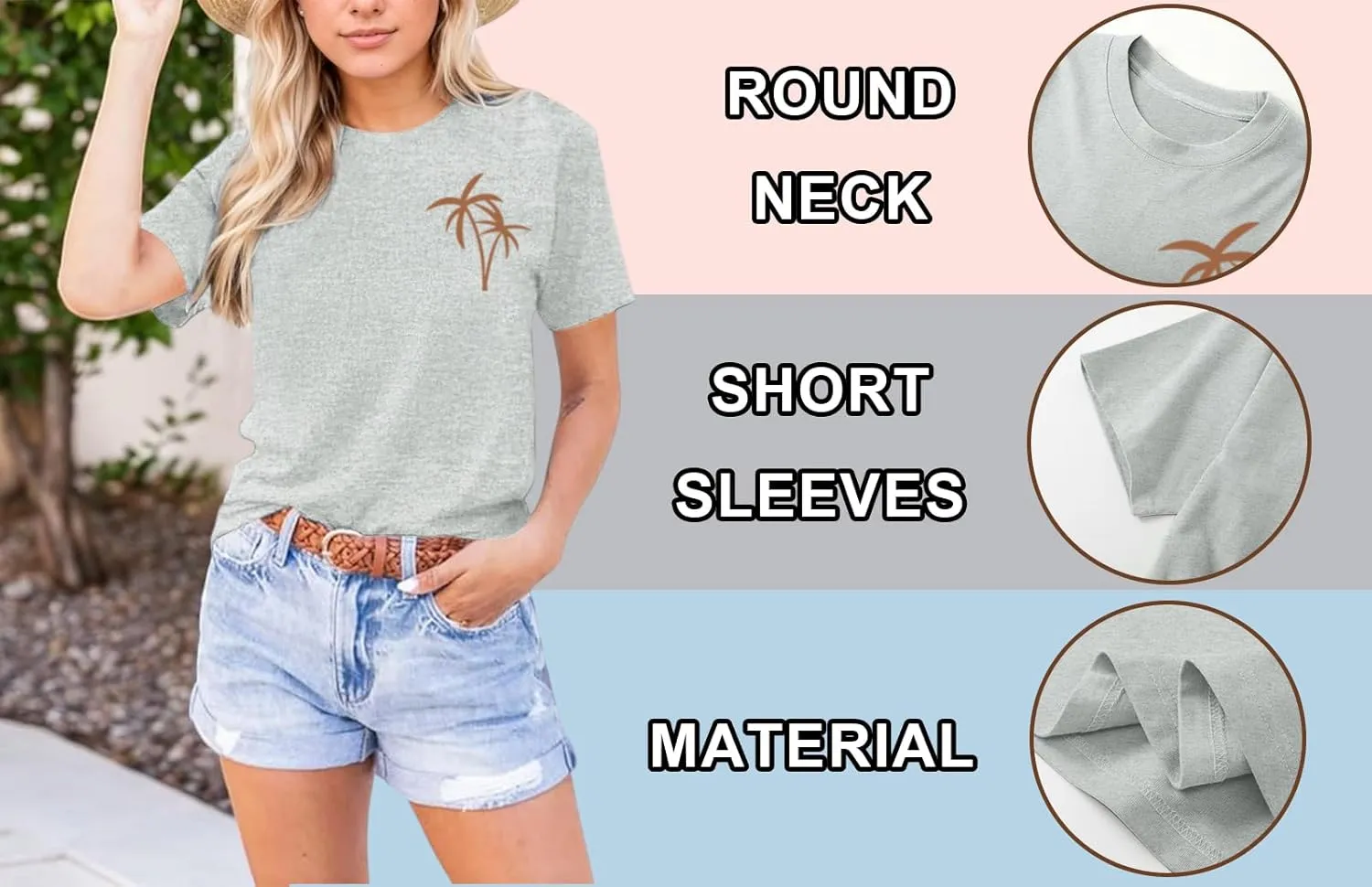 Hawaiian Shirts for Women Beach Hawaii Tropical Shirt Palm Tree Sunshine Graphic Tees Vacation Summer Vibes Tops
