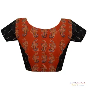 Indiva kalamkari black cotton blouse -42