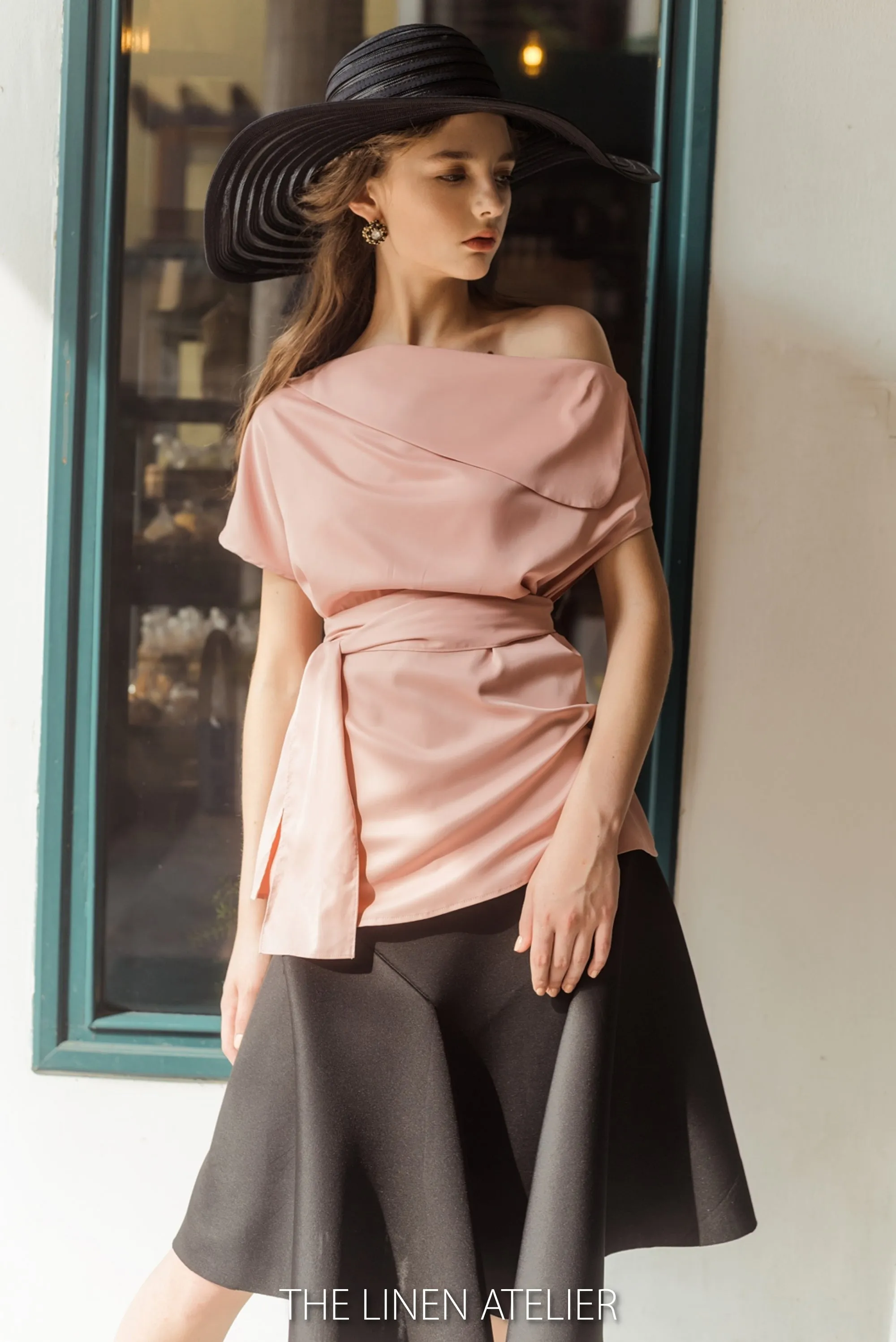 JENNIFER One Shoulder Short Sleeves Blouse