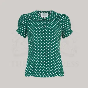 Jive Blouse in Green Polka