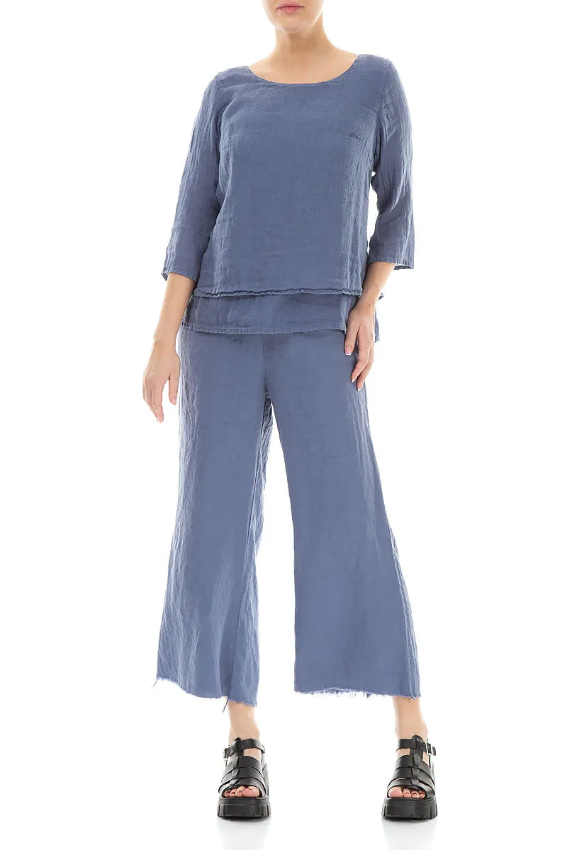Layered Blue Nova Gauze Linen Blouse