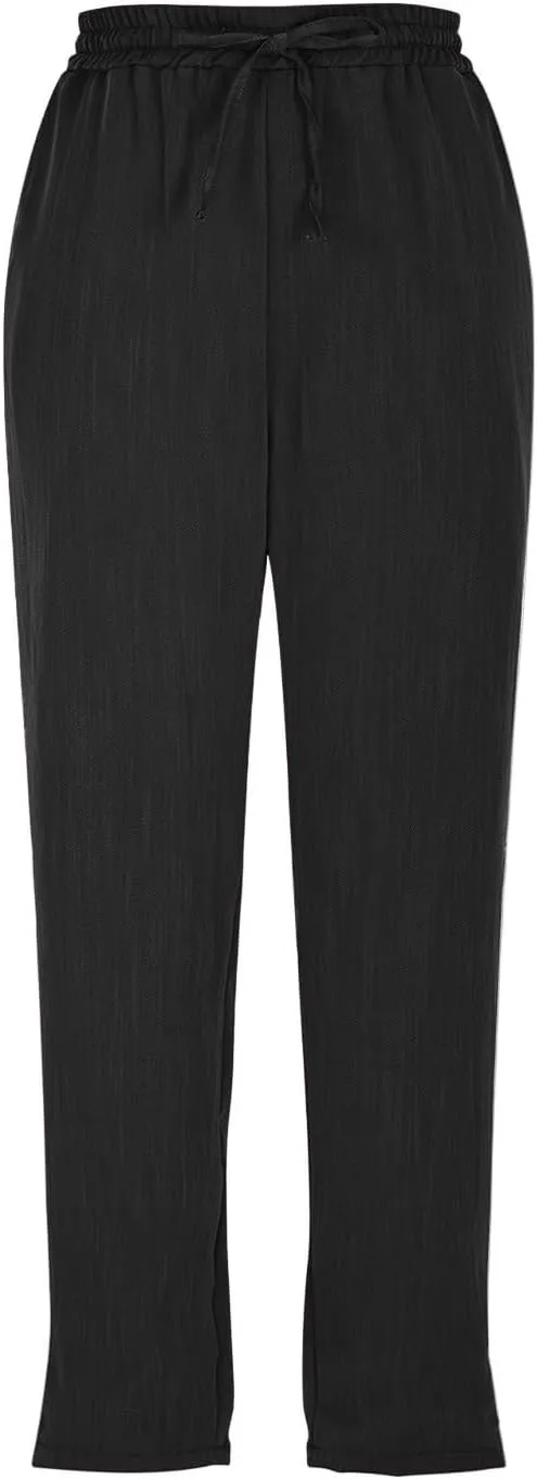 Linen Capris for Women Casual Summer Elastic Waist Wide Leg Cropped Pants Comfy Cotton Linen Capri Pants with Pockets