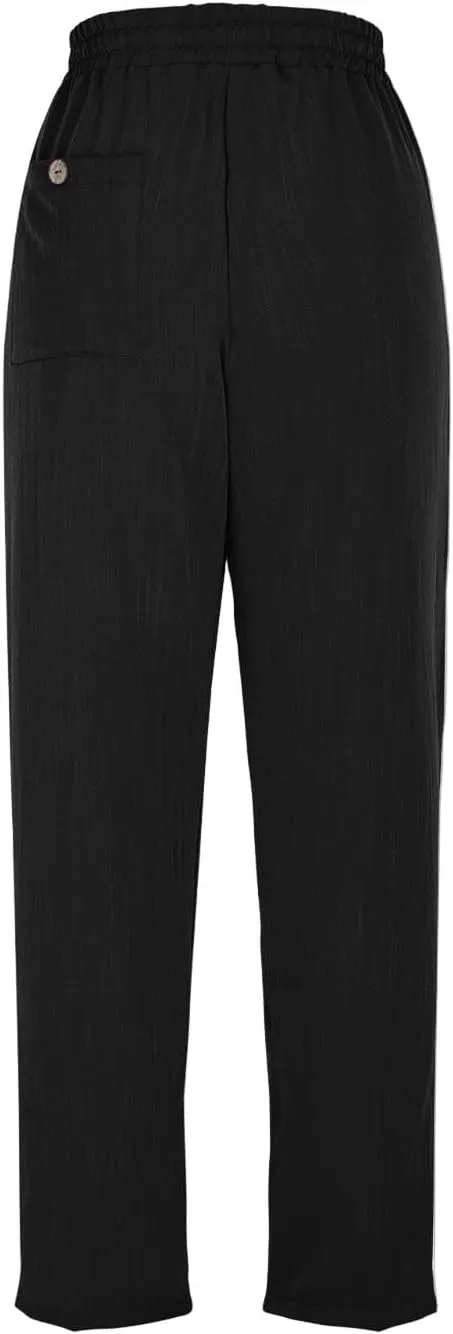 Linen Capris for Women Casual Summer Elastic Waist Wide Leg Cropped Pants Comfy Cotton Linen Capri Pants with Pockets