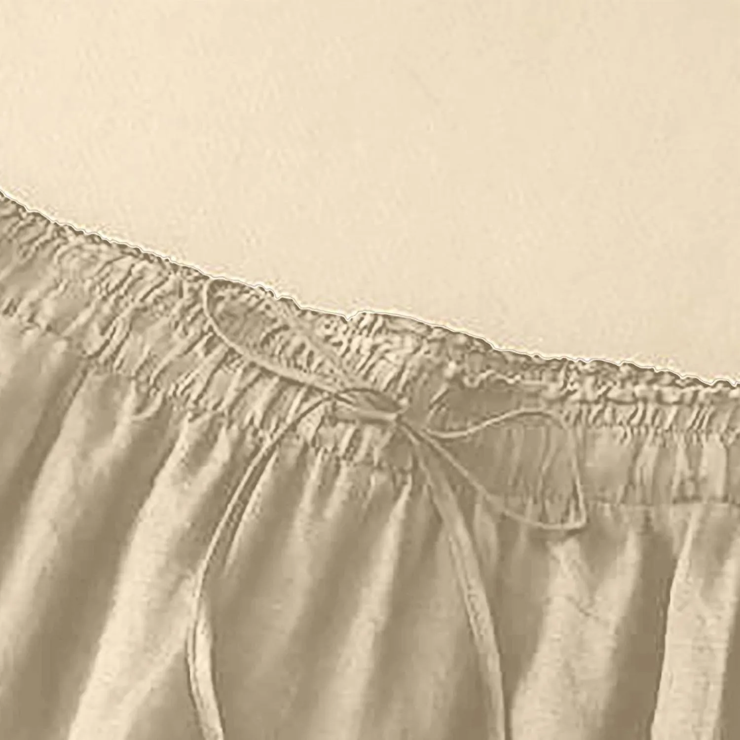 Linen Cropped Pants Women Lounge Casual Capris Plus Size Elastic Crop Pants Summer Soft Linen Wide Leg Lounge Trousers