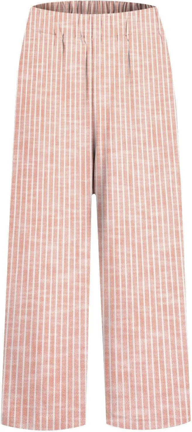 Linen Pants for Women Elastic Pants Long Linen Women Cotton Casual Slit Trouser Pants with Pockets Summer 2025