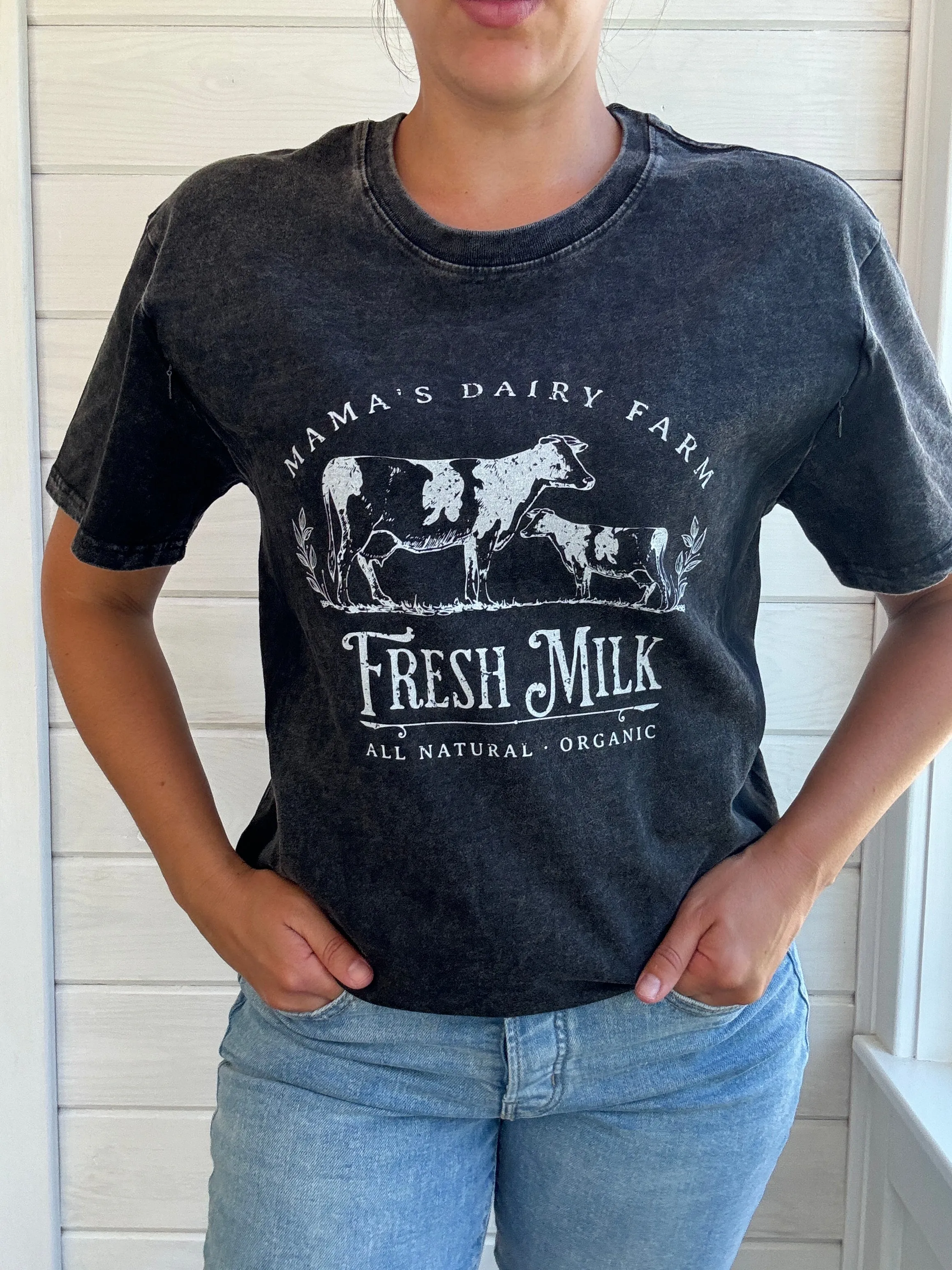 Mama's Dairy Farm Acid Wash T-Shirt