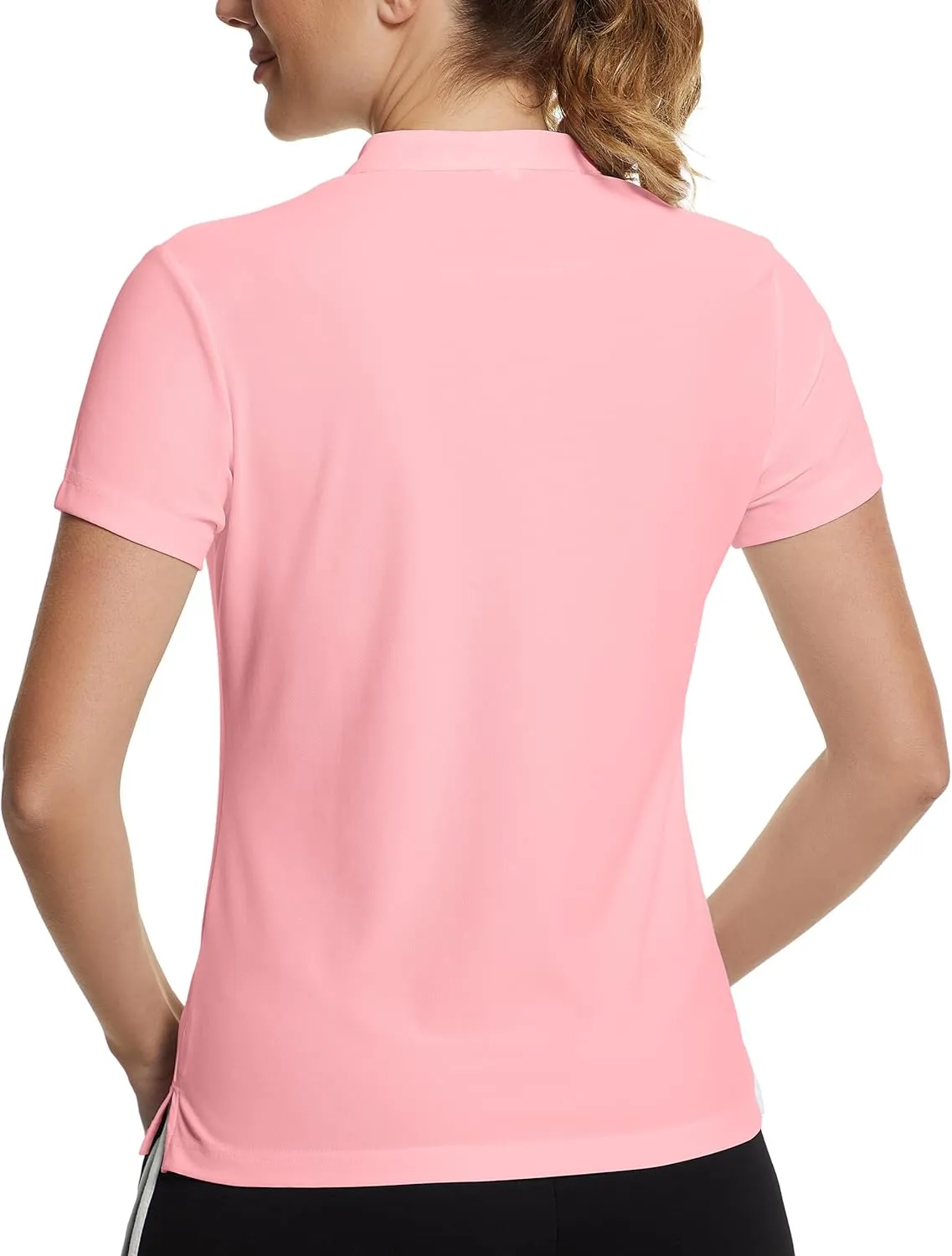 MathCat Women's Golf Shirts V-Neck Short Sleeve Collarless Quick Dry Tennis Running Tees Polo Casual Tops