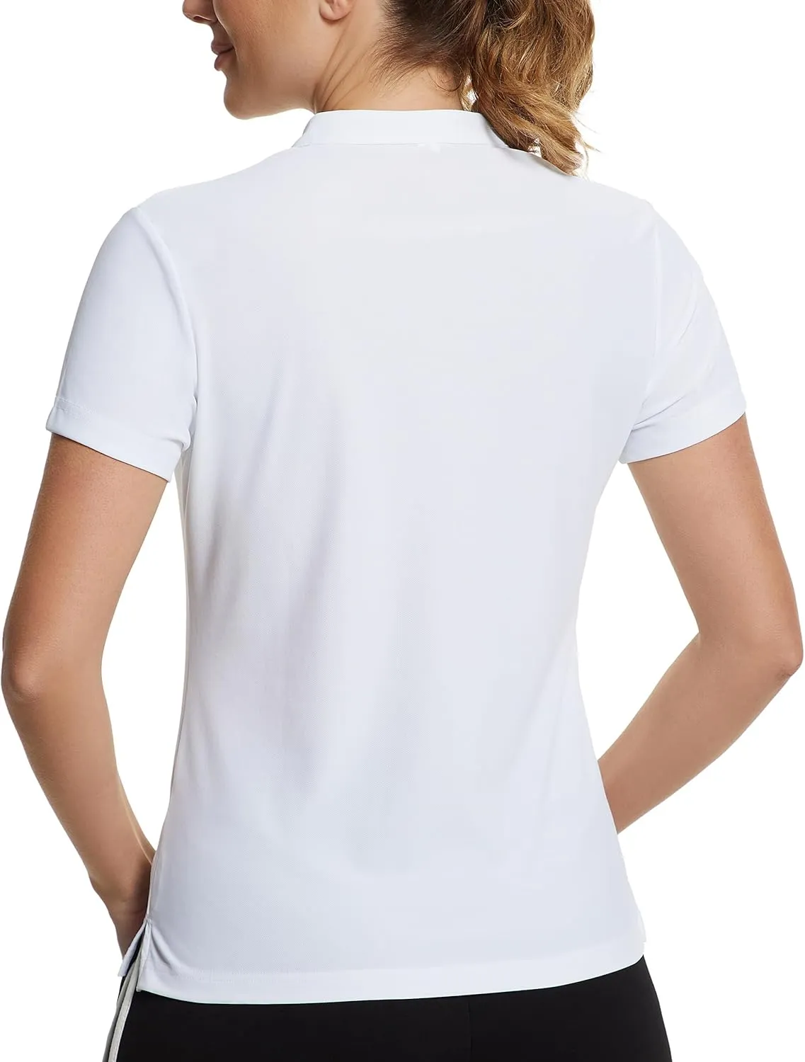 MathCat Women's Golf Shirts V-Neck Short Sleeve Collarless Quick Dry Tennis Running Tees Polo Casual Tops