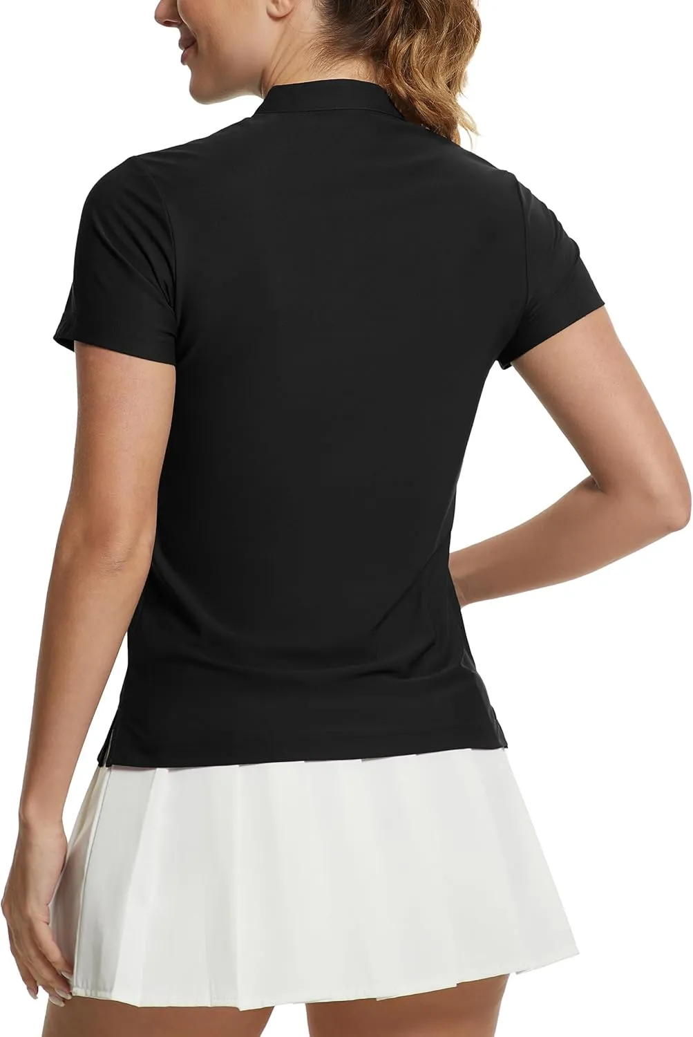 MathCat Women's Golf Shirts V-Neck Short Sleeve Collarless Quick Dry Tennis Running Tees Polo Casual Tops