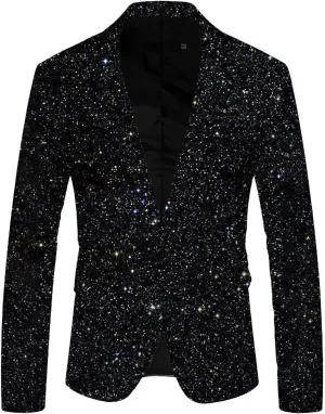 Mens Blazer Jacket Black Casual Blazer For Men Slim Fit Suit Sports Coats One Button Business Suits Party Prom Jacket