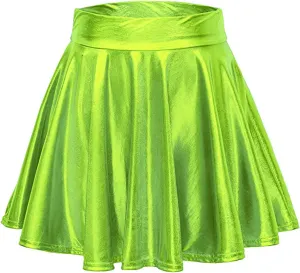 Mini Plaid Skirts for Women Sexy A-Line Shiny Mini Fashion Casual Flared Women's Pleated Skirt Skirt Womens