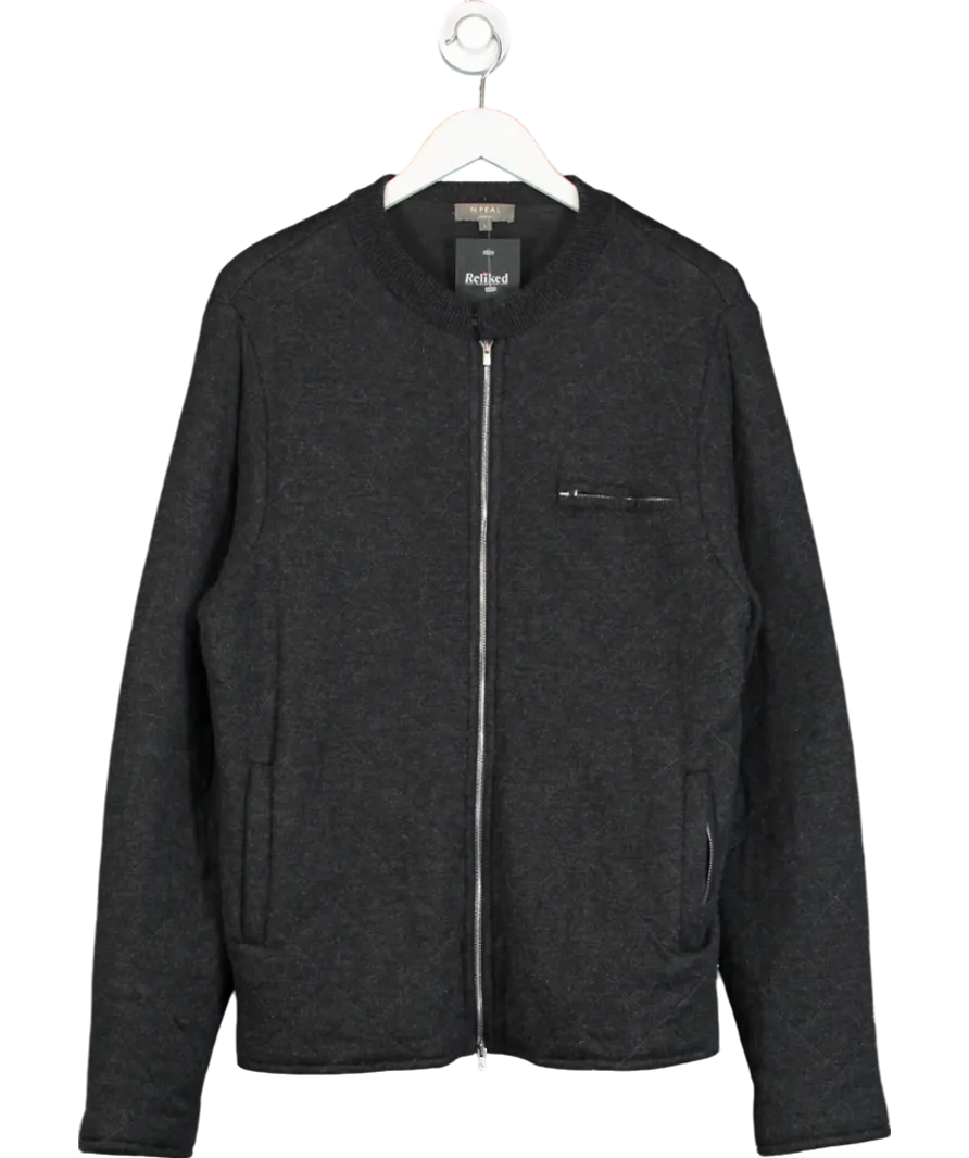 N.Peal Grey Cashmere Silk Jacket UK L