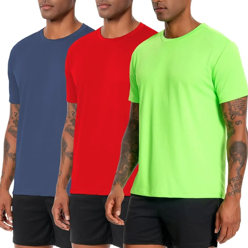 Nutria Workout Shirts for Men Quick Dry 3 Pack Short Sleeve Gym Athletic Running Tees Moisture Wicking Breathable Cool U18