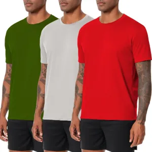 Nutria Workout Shirts for Men Quick Dry 3 Pack Short Sleeve Gym Athletic Running Tees Moisture Wicking Breathable Cool U18