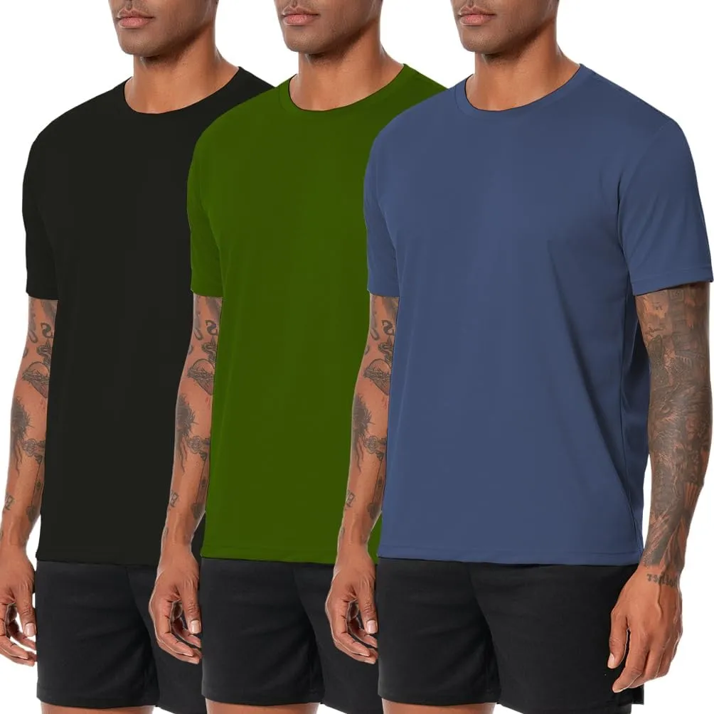 Nutria Workout Shirts for Men Quick Dry 3 Pack Short Sleeve Gym Athletic Running Tees Moisture Wicking Breathable Cool U18