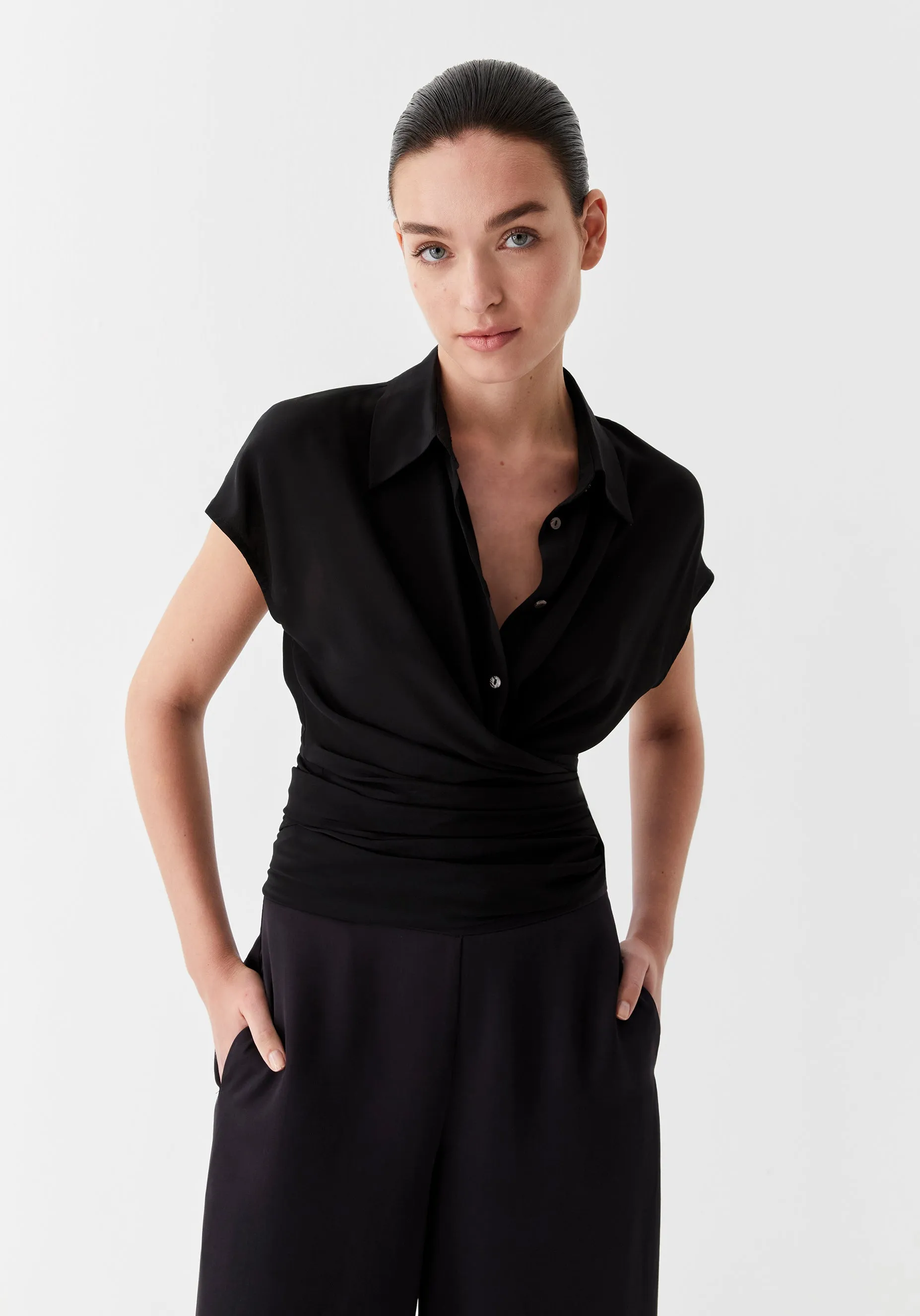 Olivia Silk Shirt_Black