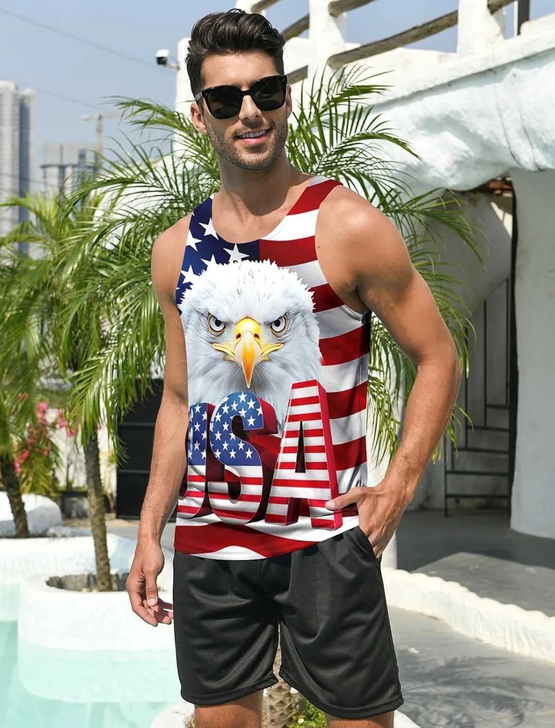 RAISEVERN Mens Tank Top Summer Sleeveless Shirts Beach Graphic Gym Running Undershirts Funny Workout Tees