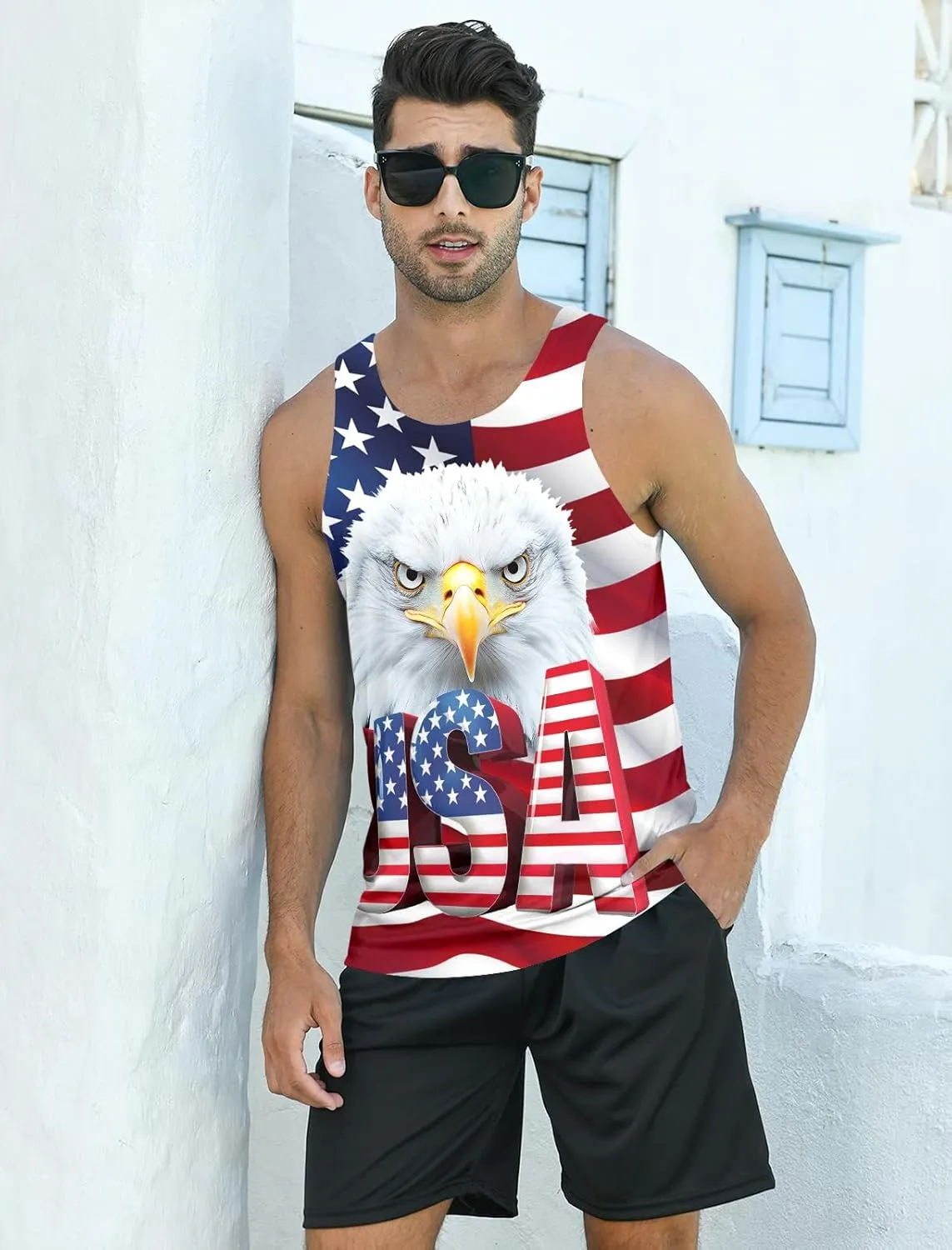 RAISEVERN Mens Tank Top Summer Sleeveless Shirts Beach Graphic Gym Running Undershirts Funny Workout Tees